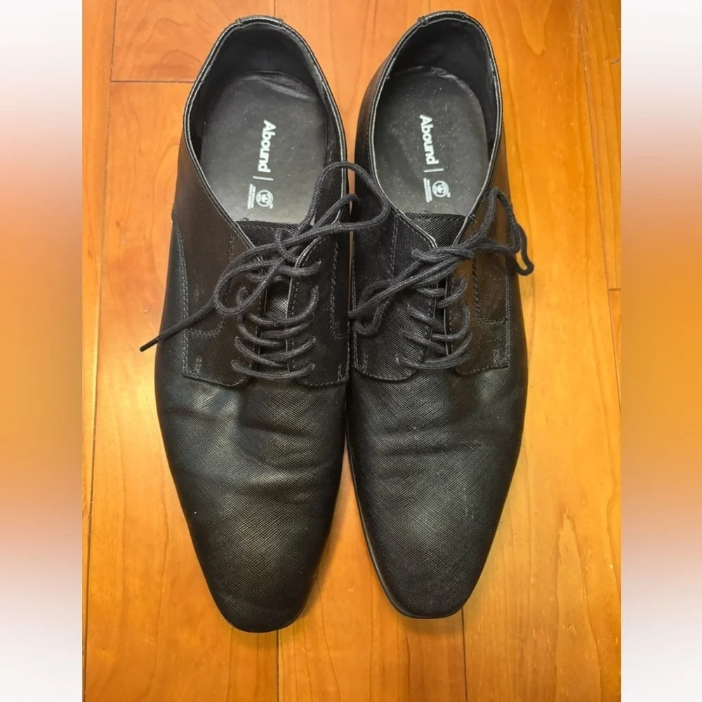 Abound Black Plain-Toe Derby Lace-Up Dress Shoes